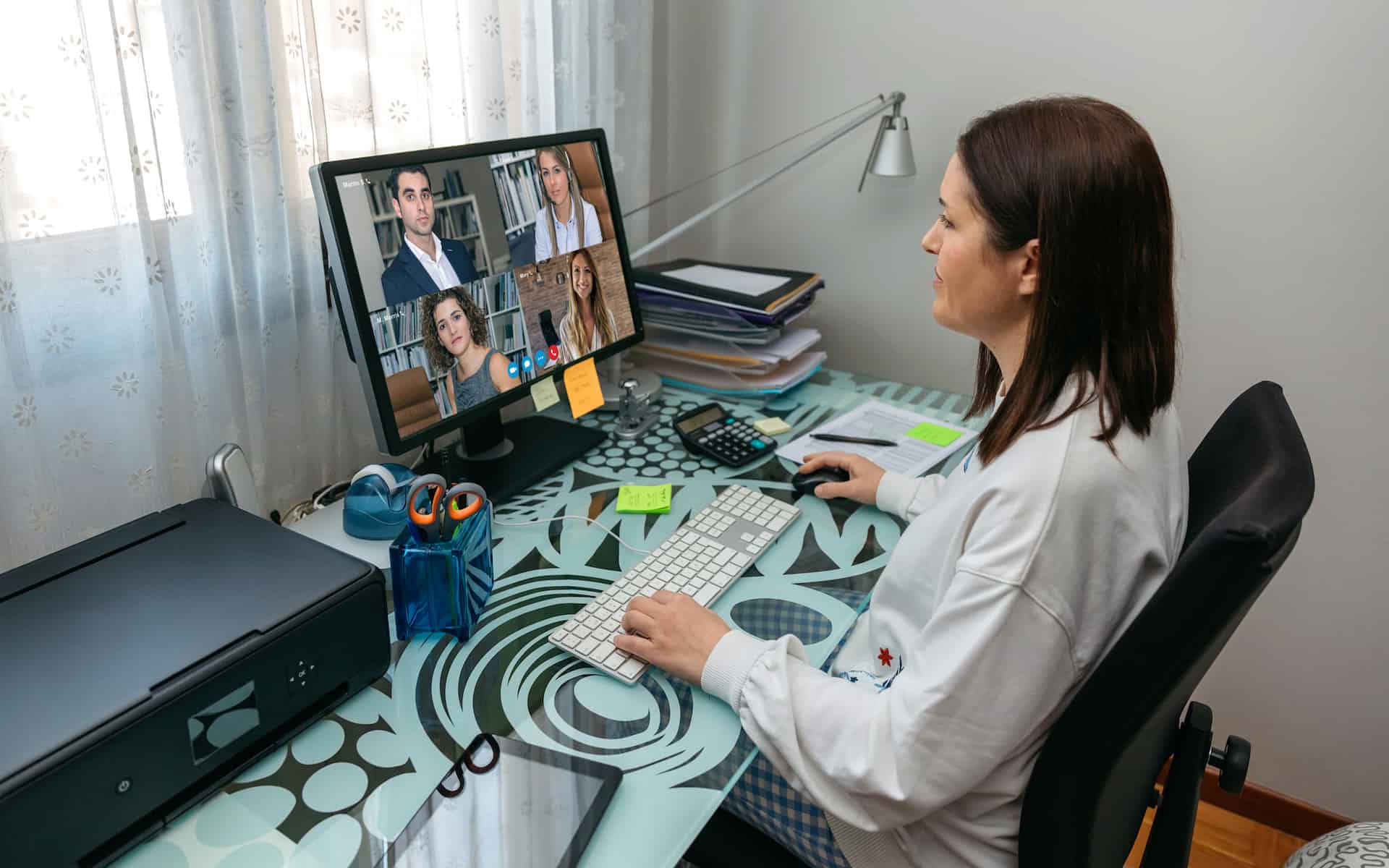 Woman on video conference work meeting
